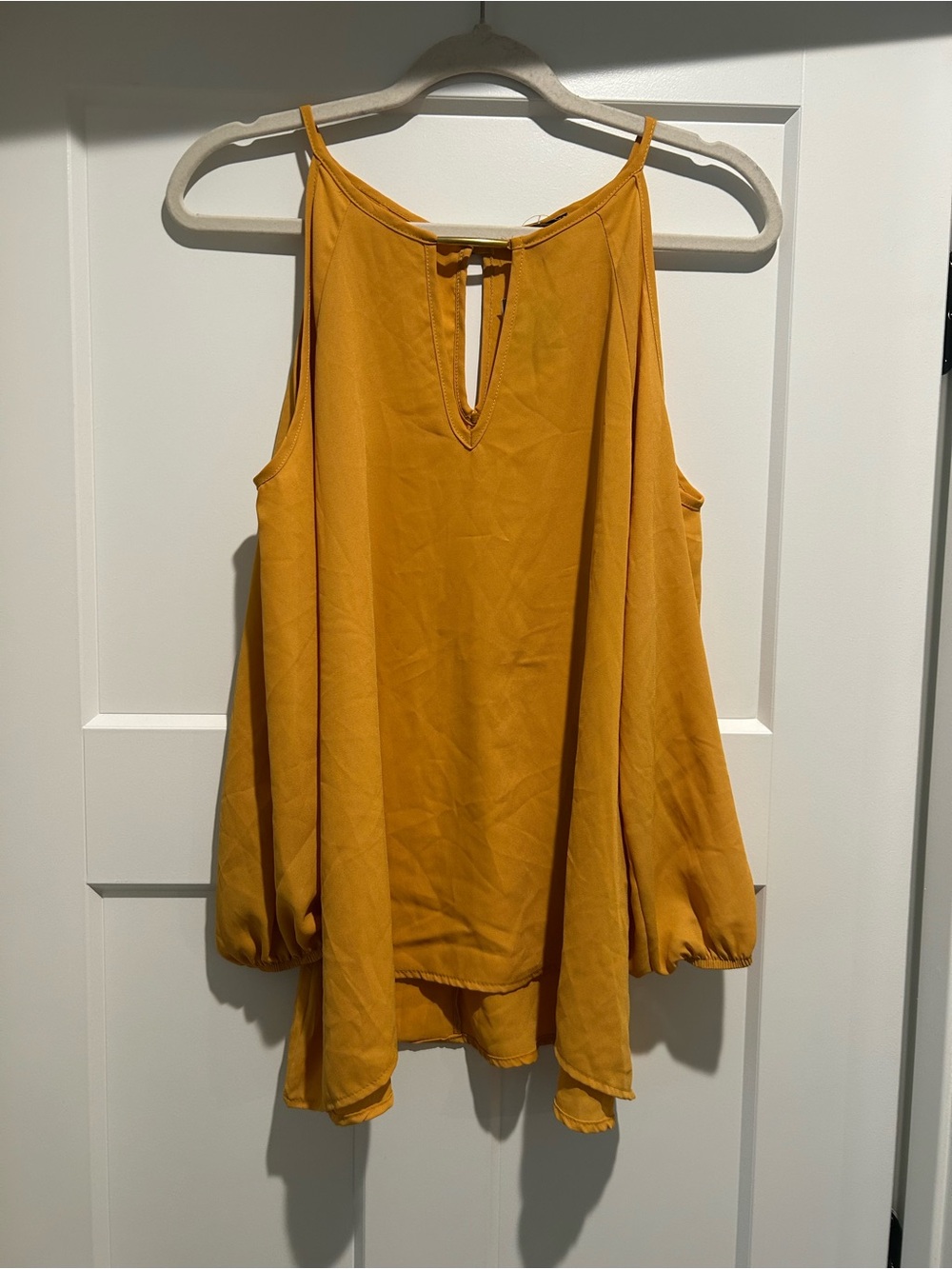 Jella Couture Mustard Halter Cold-Shoulder Tunic